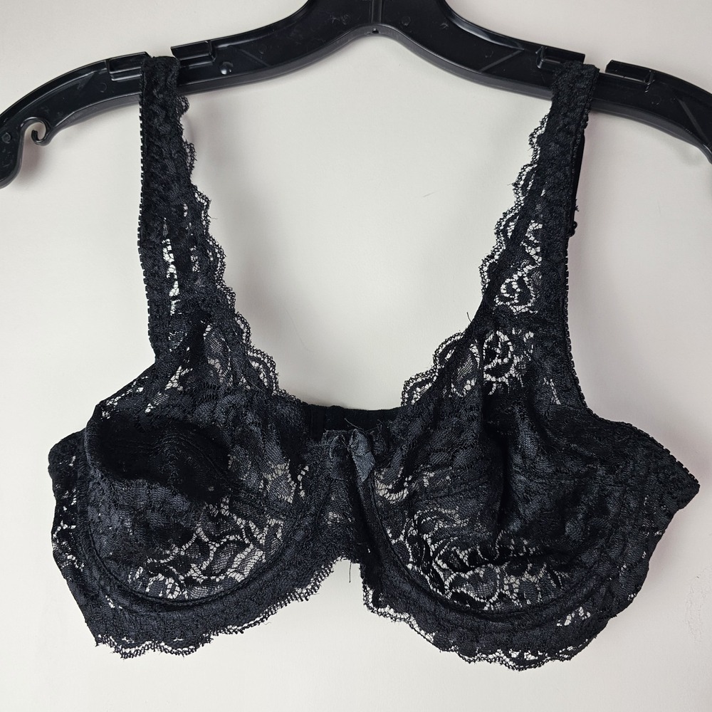 Sophie B Black Lace Bra Size 34C RN 72409 Sexy Semi Sheer Romantic Underwire
